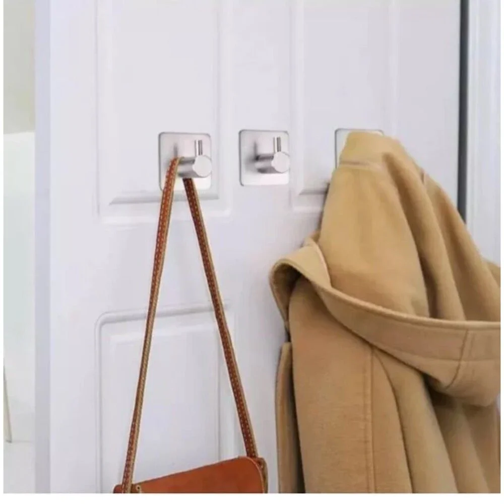 Adhesive Hooks Heavy Duty Wall Hooks Waterproof Stainless Steel Hooks 4-Packs